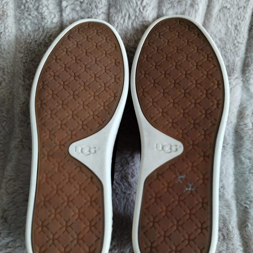 UGG Slip-On Sneakers Black Perforated Leather Casual Shoes Women’s 7.5